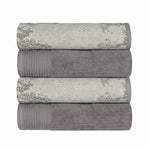 Cotton Marble Solid Jacquard Border Bath Towel Set of 4