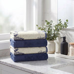 Cotton Marble Solid Jacquard Border Bath Towel Set of 4