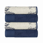 Cotton Marble Solid Jacquard Border Bath Towel Set of 4