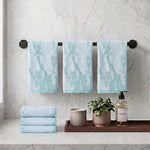 Marble Pattern Velour Cotton Hand Towel Set - 6 Piece