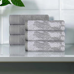 Cotton Solid Jacquard Hand Towel Set 6 Piece - Marble