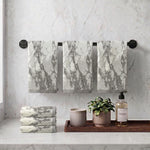 Marble Pattern Velour Cotton Hand Towel Set - 6 Piece