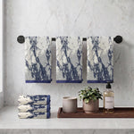 Marble Pattern Velour Cotton Hand Towel Set - 6 Piece