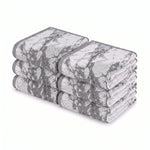 Marble Pattern Velour Cotton Hand Towel Set - 6 Piece