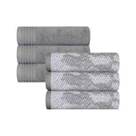 Cotton Solid Jacquard Hand Towel Set 6 Piece - Marble