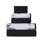 Marble Cotton Jacquard and Solid Towel Set 6 Piece