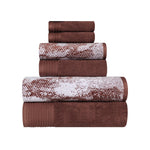 Marble Cotton Jacquard and Solid Towel Set 6 Piece