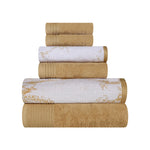 Marble Cotton Jacquard and Solid Towel Set 6 Piece