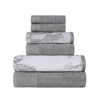 Marble Cotton Jacquard and Solid Towel Set 6 Piece