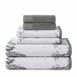 Marble Jacquard and Solid Assorted Cotton Towel Set - 6 Piece
