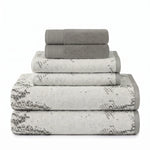 Marble Jacquard and Solid Assorted Cotton Towel Set - 6 Piece