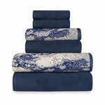 Marble Cotton Jacquard and Solid Towel Set 6 Piece