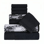 Marble Solid and Jacquard Assorted Cotton Towel Set - 8 Piece