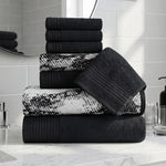 Marble Solid and Jacquard Assorted Cotton Towel Set - 8 Piece