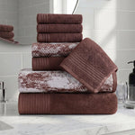 Marble Solid and Jacquard Assorted Cotton Towel Set - 8 Piece