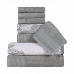 Marble Solid and Jacquard Assorted Cotton Towel Set - 8 Piece