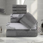 Marble Solid and Jacquard Assorted Cotton Towel Set - 8 Piece