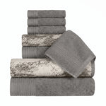 Marble Solid and Jacquard Assorted Cotton Towel Set - 8 Piece
