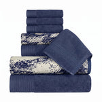 Marble Solid and Jacquard Assorted Cotton Towel Set - 8 Piece