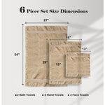 Miami 100% Cotton 6-Piece Towel Set - Lightweight & Quick-Drying