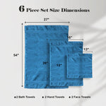 Miami 100% Cotton 6-Piece Towel Set - Lightweight & Quick-Drying