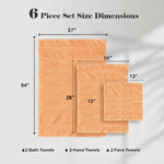 Miami 100% Cotton 6-Piece Towel Set - Lightweight & Quick-Drying