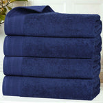 Honeycomb Textured Border Cotton Luxury Bath Towels, Set of 4