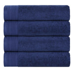 Honeycomb Textured Border Cotton Luxury Bath Towels, Set of 4