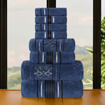Superior Zero Twist Cotton Solid and Jacquard Floral 8 Piece Towel Set