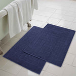 Superior Nora Cotton Thick Solid Checkered Washable Bath Mat Set of 2