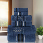 Superior Zero Twist Cotton Solid and Jacquard Floral 6 Piece Towel Set