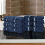 Superior Zero Twist Cotton Solid & Jacquard Floral Hand Towel Set of 6