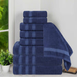 Superior Brea Zero Twist Cotton Ribbed Geometric 9 Piece Towel Set
