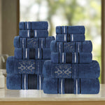 Superior Zero Twist Cotton Solid & Jacquard Floral 12 Piece Towel Set