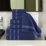 Superior Brea Zero Twist Cotton Ribbed Geometric 8 Piece Towel Set