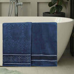 Superior Zero Twist Cotton Solid & Jacquard Floral Bath Sheet Set of 2