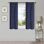 Room Darkening Blackout Curtains Linen Pattern Washable Set of 2