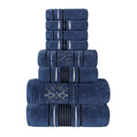 Superior Zero Twist Cotton Solid and Jacquard Floral 8 Piece Towel Set