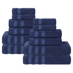 Superior Brea Zero Twist Cotton Ribbed Geometric 12 Piece Towel Set