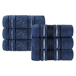 Superior Zero Twist Cotton Solid & Jacquard Floral Hand Towel Set of 6