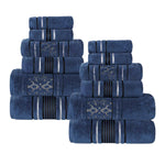 Superior Zero Twist Cotton Solid & Jacquard Floral 12 Piece Towel Set