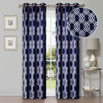 Ribbon Trellis Washable Room Darkening Blackout Curtains, Set of 2