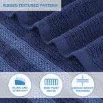 Brea Zero-Twist Cotton Ribbed Face Towel Set 12 Piece