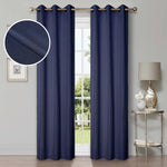 Room Darkening Blackout Curtains Linen Pattern Washable Set of 2
