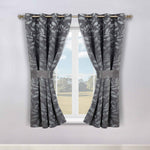 Blackout Window Curtains Leaves Pattern Room Darkening Set of 2