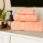 Superior Chevron Zero Twist Cotton Absorbent Solid 3 Piece Towel Set