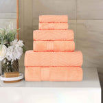 6 Piece Towel Set Zero Twist Cotton Chevron Jacquard Towels