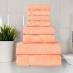 Superior Chevron Zero Twist Solid Jacquard Cotton 8 Piece Towel Set
