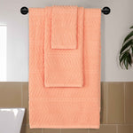 Superior Chevron Zero Twist Cotton Jacuqard 3 Piece Towel Set