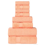 Superior Chevron Zero Twist Solid Jacquard Cotton 8 Piece Towel Set